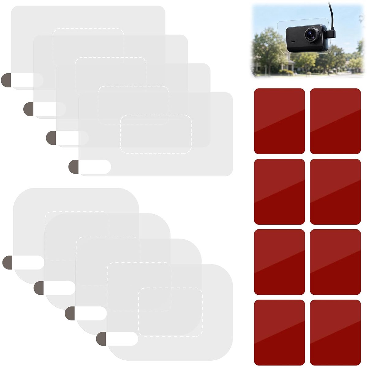 Dashcam stickers 16 stuks - dubbelzijdige kleefpads - hittebestendig - voor binnen en buiten gebruik - SnelShoppen
