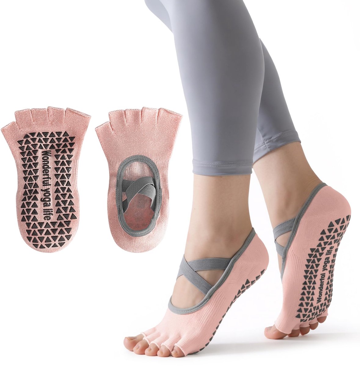 Pilatessokken dames 35-40 - antislip - ademend - ideaal voor yoga - ShopVlot
