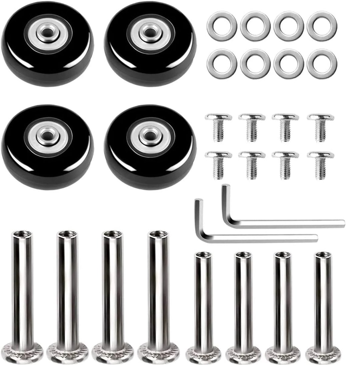 Vervangwielen 50mm - rubber en metaal - universele set - ideaal voor koffers - ShopVlot