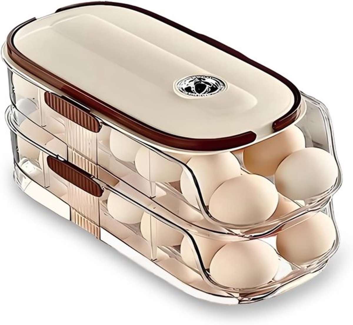 Eierrekken voor in de koelkast met deksels en handgrepen, automatische eierdispensers op wielen, kunnen worden gebruikt op aanrechtbladen, in keukens, buiten of in voorraadkasten, en hebben een timerfunctie voor het bewaren van eieren.