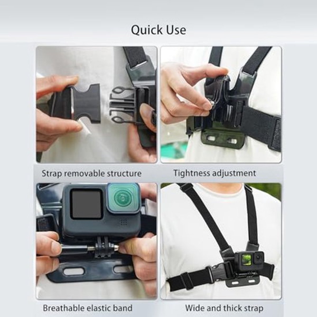 Body Camera Vest Mount voor Actie 4 voor Ace Pro, Verstelbare Borstband voor Draagbare Camera, J Haak Dubbele Schouder Body Cam Mount voor Politie, Sport, Wandelen