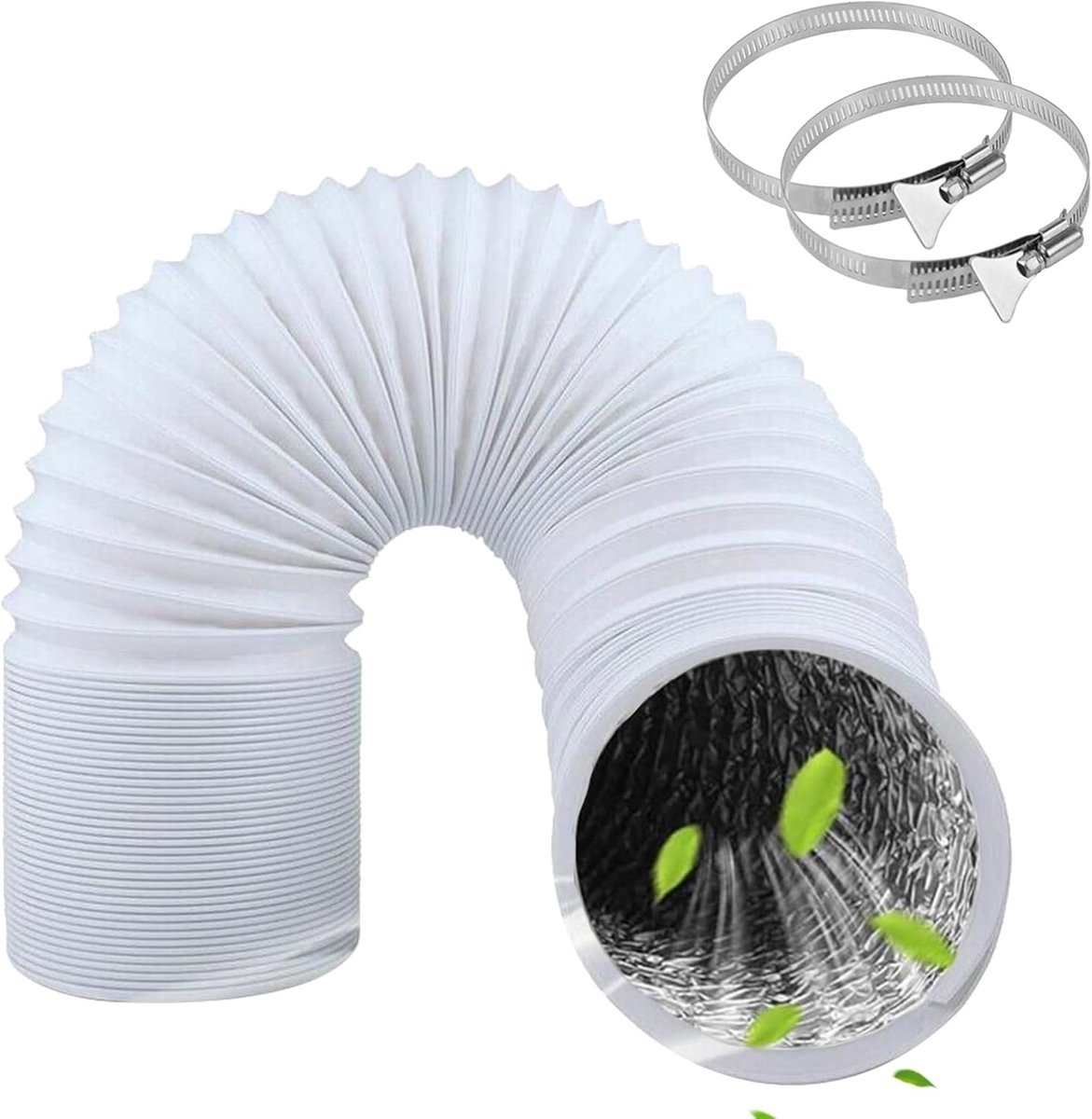 Ventilatiebuis 125 mm - 3 m aluminium PVC - inclusief slangklemmen - ideaal voor luchtbehandeling - ShopVlot