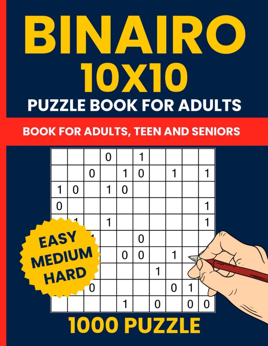 Binairo puzzels voor volwassenen - 1000 puzzels - 10x10 grid - logische denksport - urenlang breinplezier - ShopVlot