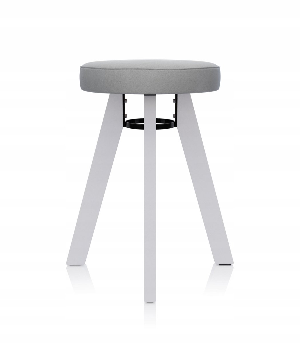 Wit Tabouret Keuken Stoel - Houten Poten & Gestoffeerde Zitting