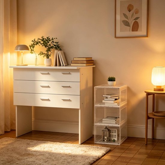 MIVRAY Opbergbox - Stapelbaar En Koppelbaar - 27 x 34 x 57 cm - ABS En PP - Transparant - Voor Schoenen En Cosmetica — afbeelding 4