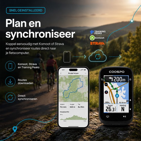 SwayTosh Velo ONE - Fietscomputer met GPS Navigatie - Fietsnavigatie - Fietscomputer Draadloos - 2.8inch HD Kleurenscherm - Fietsnavigatie Gps Voor Fiets - 36 Uur Batterijduur - Fietscomputer GPS van swaytosh — afbeelding 3