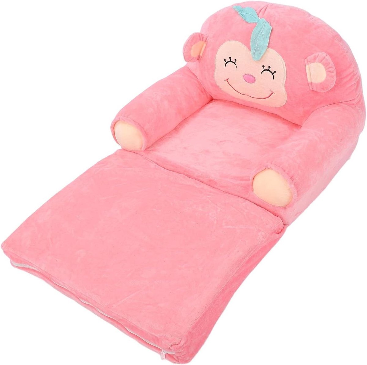 Kinderbank Pluche - Kindervouwbank Stoel - Ontspannen en Spelen - Ergonomisch Ontwerp - 47 x 37 x 31 cm - Roze