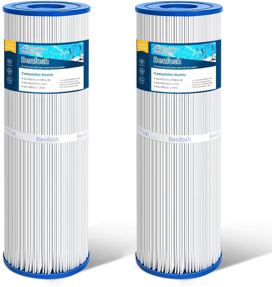 Spa Filter Replacement for Pleatco PRB50-IN, Unicel C-4950, Filbur FC-2390, 5 x 13 Whirlpool Filters, Pack of 2 - ShopVlot
