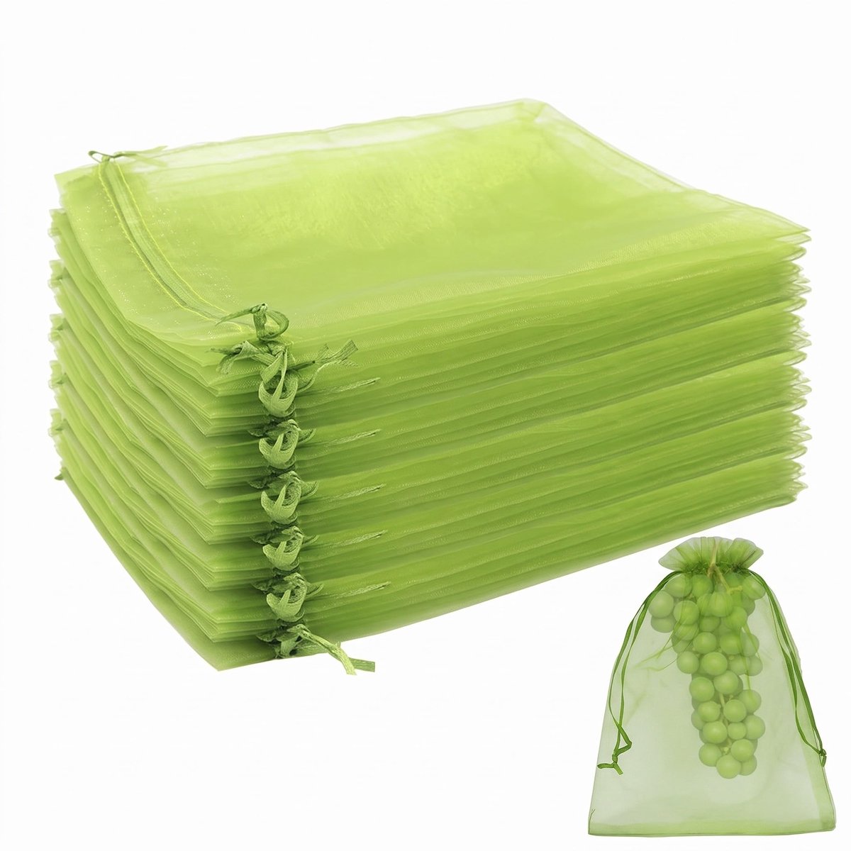 Fruitbeschermzakken 50 stuks - 20 x 30 cm - groene organzazakjes - bescherming voor druiven en tomaten - ShopVlot