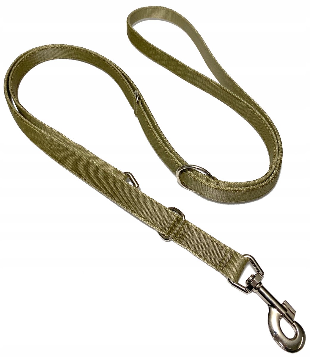 Sterke Dubbel Gestikte Hondenlijn 235 cm / 25 mm - Khaki