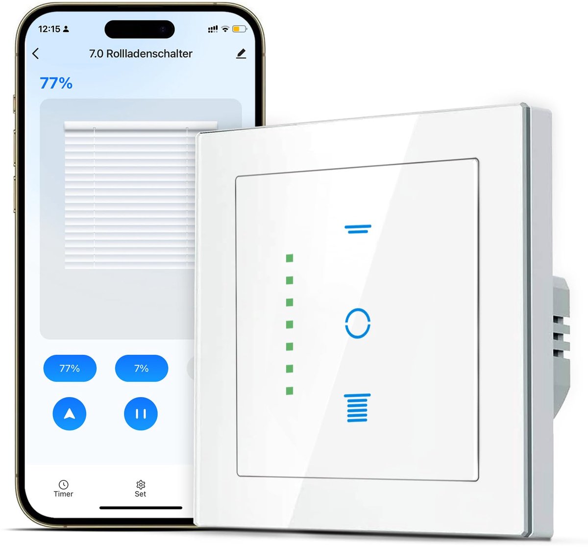 Smart Shutter Switch - 7e generatie - Wit - Bedien slimme jaloezieën met gemak - ShopVlot