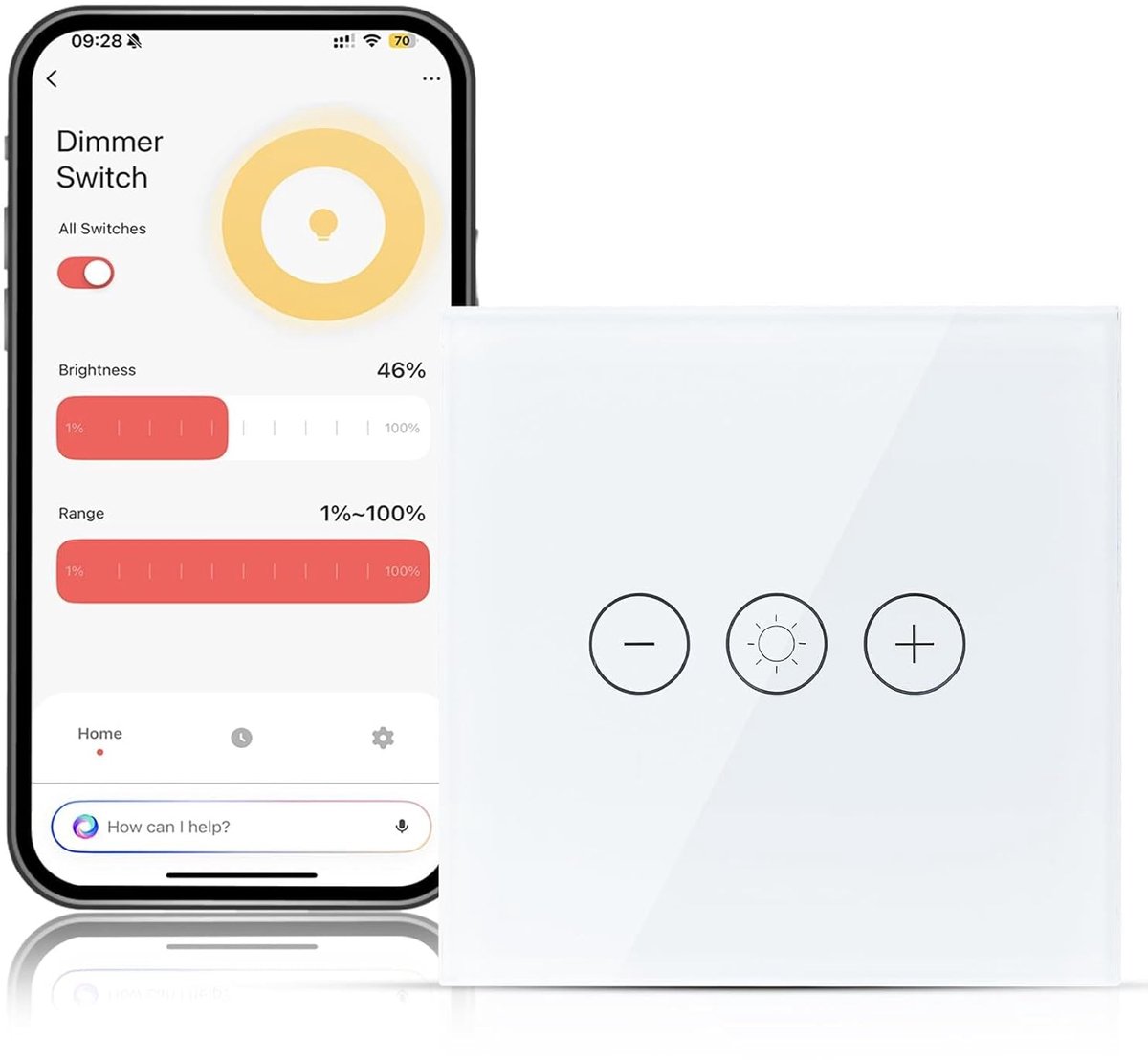 Wifi-dimschakelaar - eenkanaals smart touch - compatibel met Smartlife en Alexa - eenvoudig dimmen - ShopVlot
