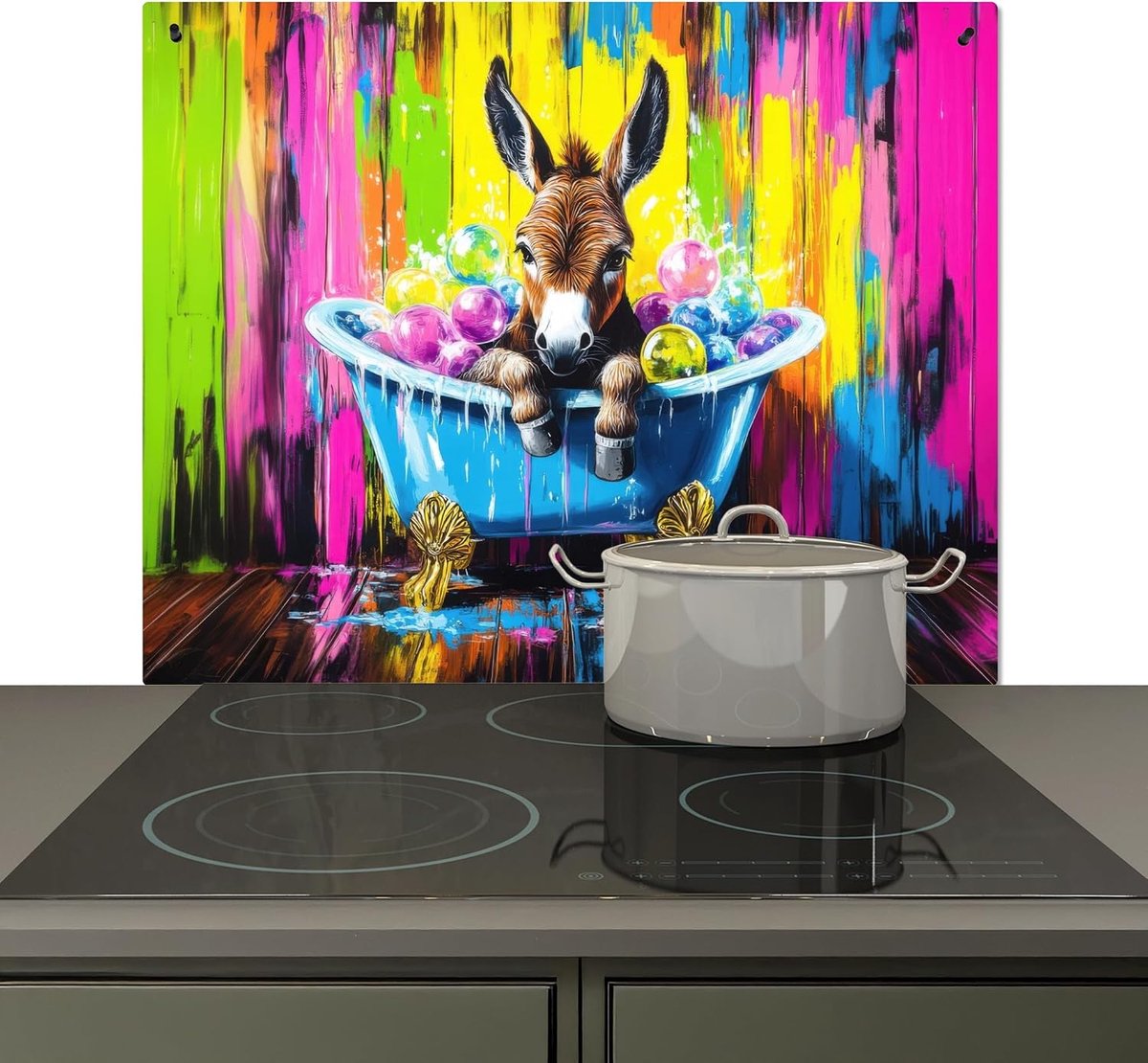 Spatscherm Keuken 52x59 cm Kookplaat Achterwand Beschermer Muur Spatwand Fornuis Aluminium Hittebestendig - Ezel - Badkuip - Roze - Schuim