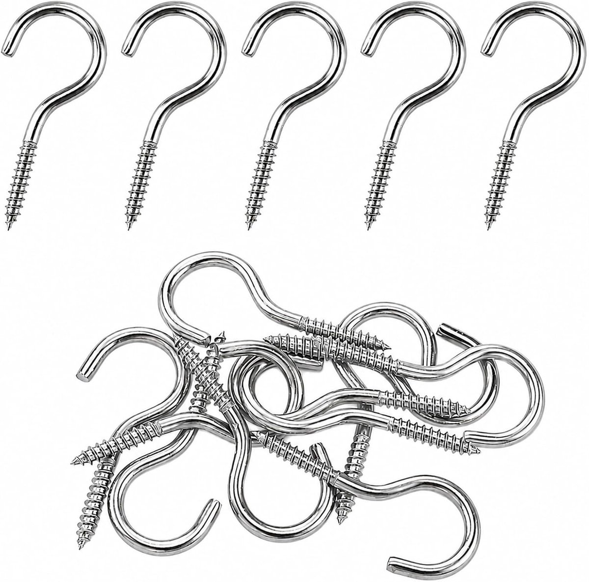 Haken roestvrij staal, plafondhaken, haakschroeven, haken om te schroeven, inschroefhaak, robuuste bekerhaak voor hangende plantensleutels (M3 x 40 mm)