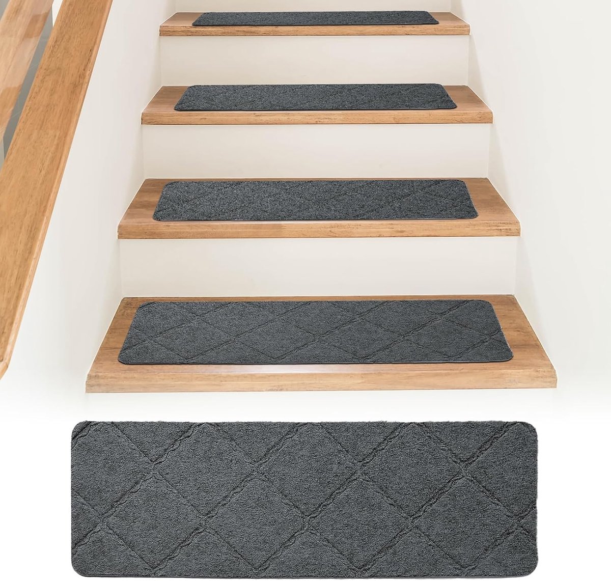 15 stuks traptredenmatten, 76 x 20 cm Traptredenmatten voor binnen Antislip, zelfklevend Antislipmat Op maat te knippen Herbruikbaar voor trapbescherming