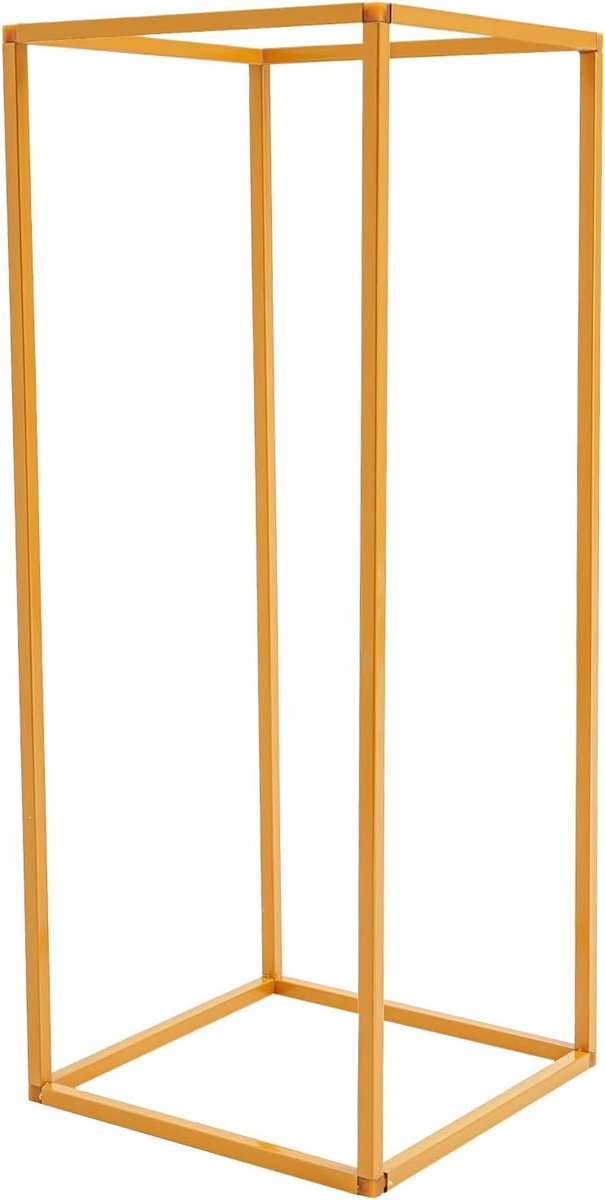 Set van 16 gouden rechthoekige bloemenstandaard, 60 cm, geometrische gegalvaniseerde ijzeren zuil, vaas, 10 kg draagvermogen voor bruiloftsdecoratie, feest, verjaardag, woondecoratie