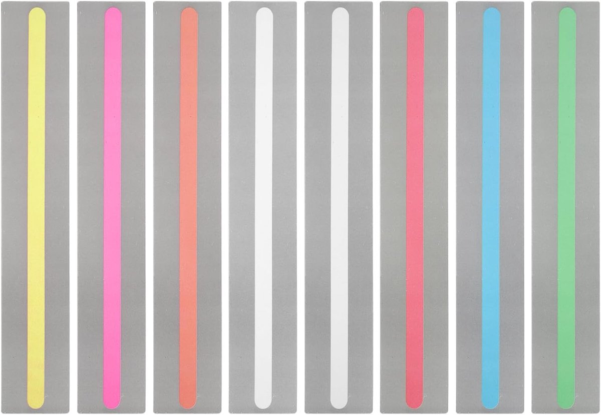 Begeleide leesstrips, 8 stuks leestrackingliniaal hoogtepuntstrips gekleurde overlay hoogtepuntbladwijzers helpen bij dyslexie lerarenonderwijsbenodigdheden (rechte hoek klein)
