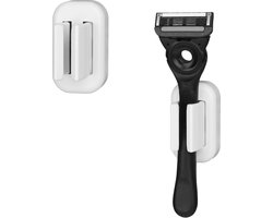 2-delige scheermeshouder voor douchewand, scheermesorganizer en wisserhouder voor de badkamer, compatibel met Gillette Fusion 5 Power, Labs Special NFL Series, SkinGuard (wit)