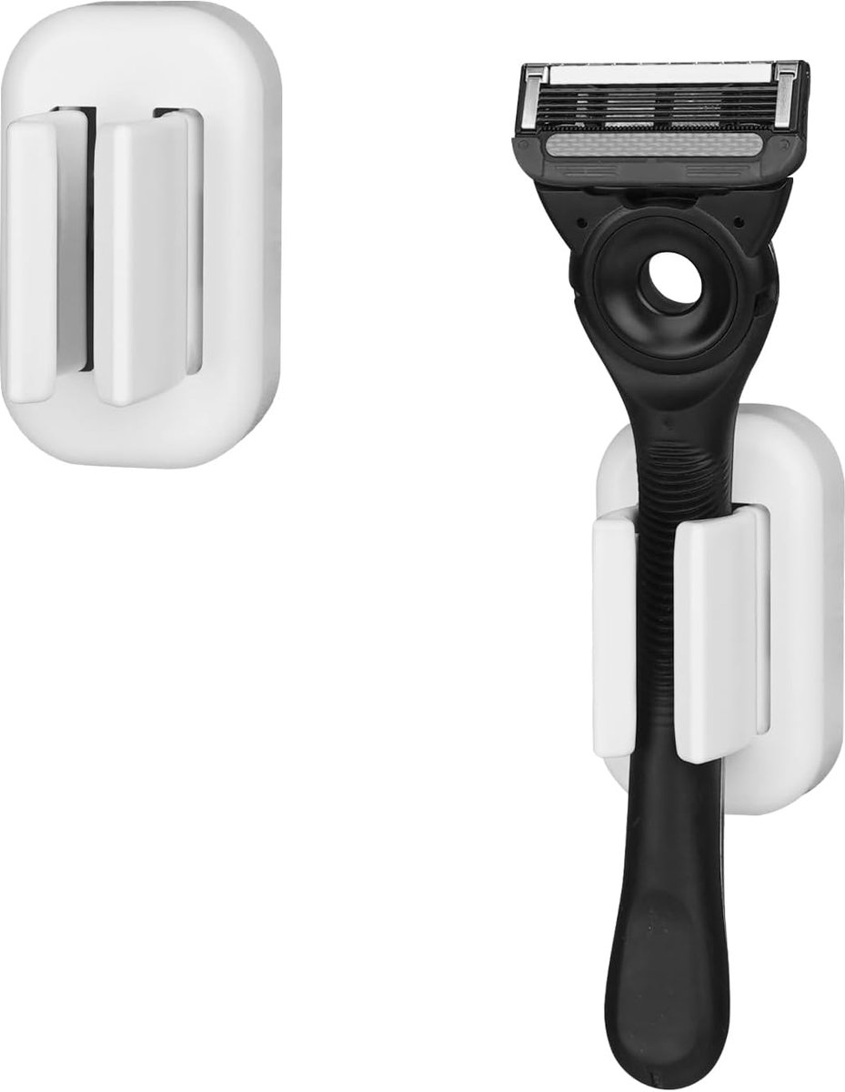 2-delige scheermeshouder voor douchewand, scheermesorganizer en wisserhouder voor de badkamer, compatibel met Gillette Fusion 5 Power, Labs Special NFL Series, SkinGuard (wit)