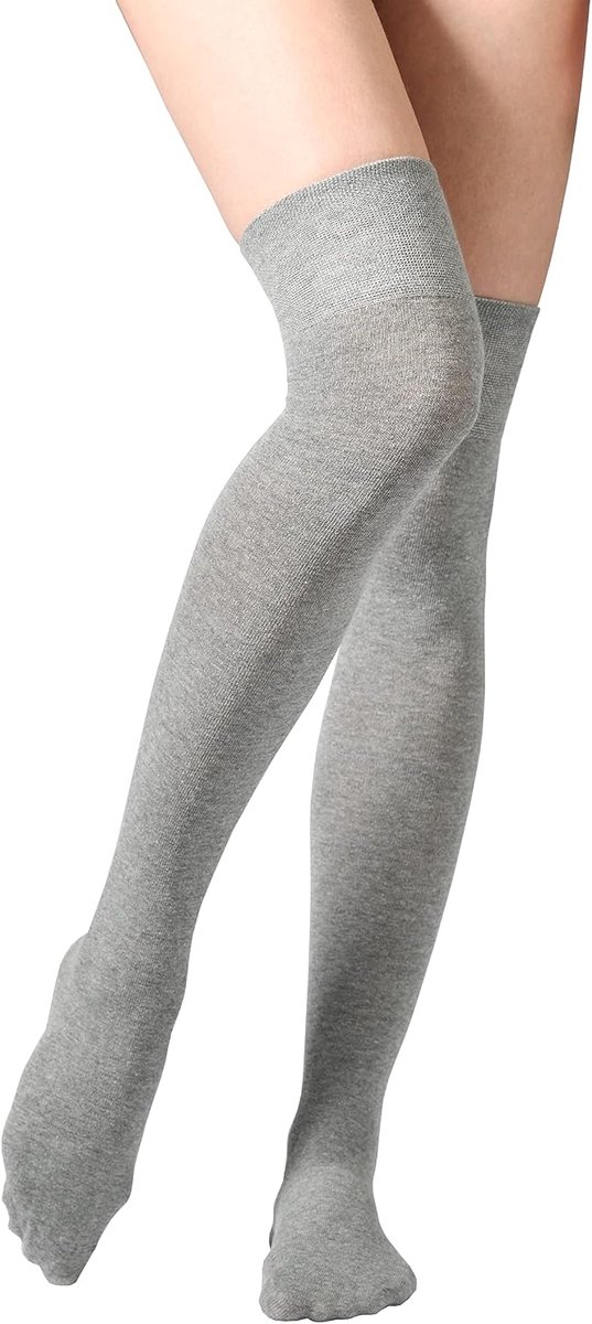 Kniekousen voor dames, zwart, effen grijs