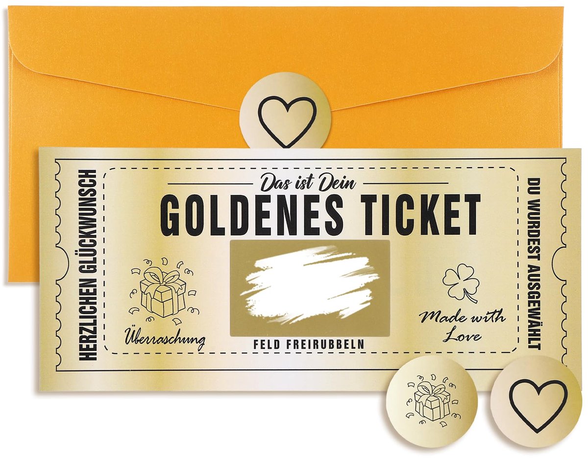 Cadeaubonnen met krasstickers - creatieve gouden ticket verrassingskaart - ideaal voor verjaardagen - SnelShoppen