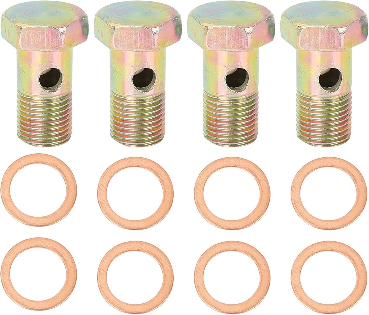 AUTOHAUX 4 sets M16 x 1,5 mm metrische banjo-schroefdraad, remschroeven, montageadapter