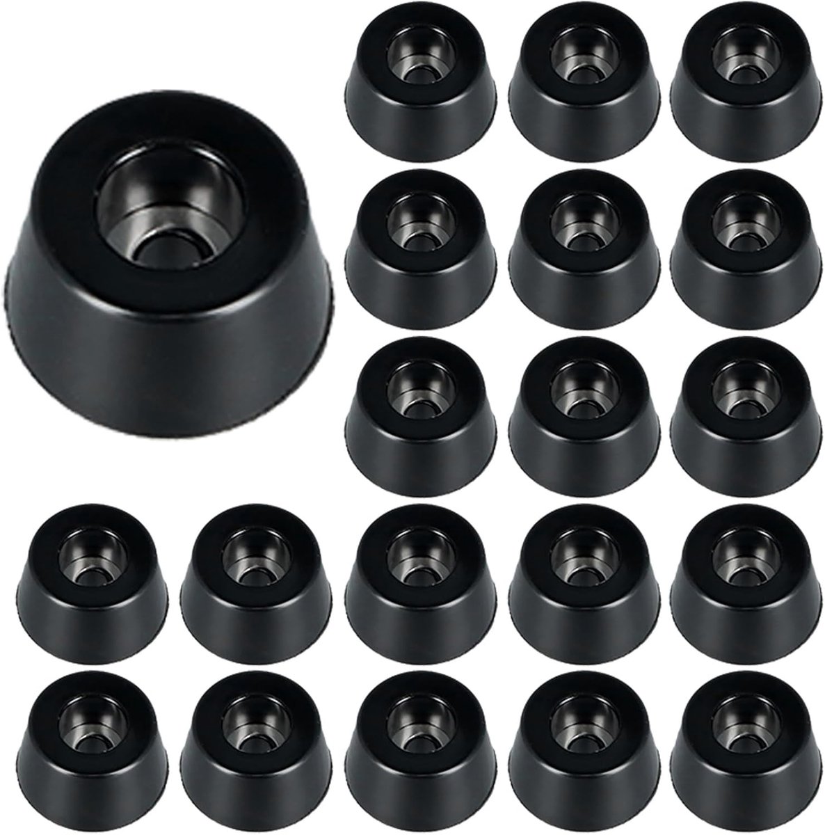 20 stuks rubberen voetjes, steunrubber, geluidsabsorberend rubber, antislip rubberen beschermrubbers met metalen schijf voor deur, snijplank, luidspreker, stoelpoten (15 x 12 x 8 mm, zwart)