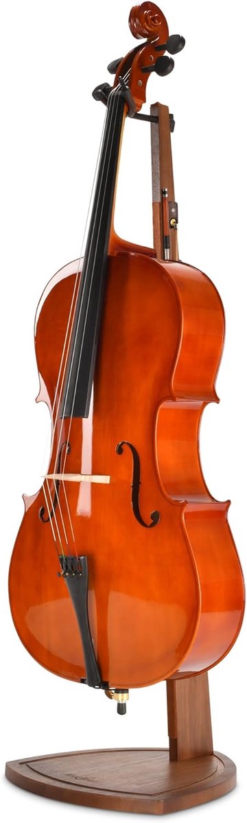 Houten cellostandaard met booghouder, handgemaakt, walnoothout, voor thuis en in de studie, cello tentoonstelling 4/4, 3/4, 1/2, 1/4, 7/8, 1/8
