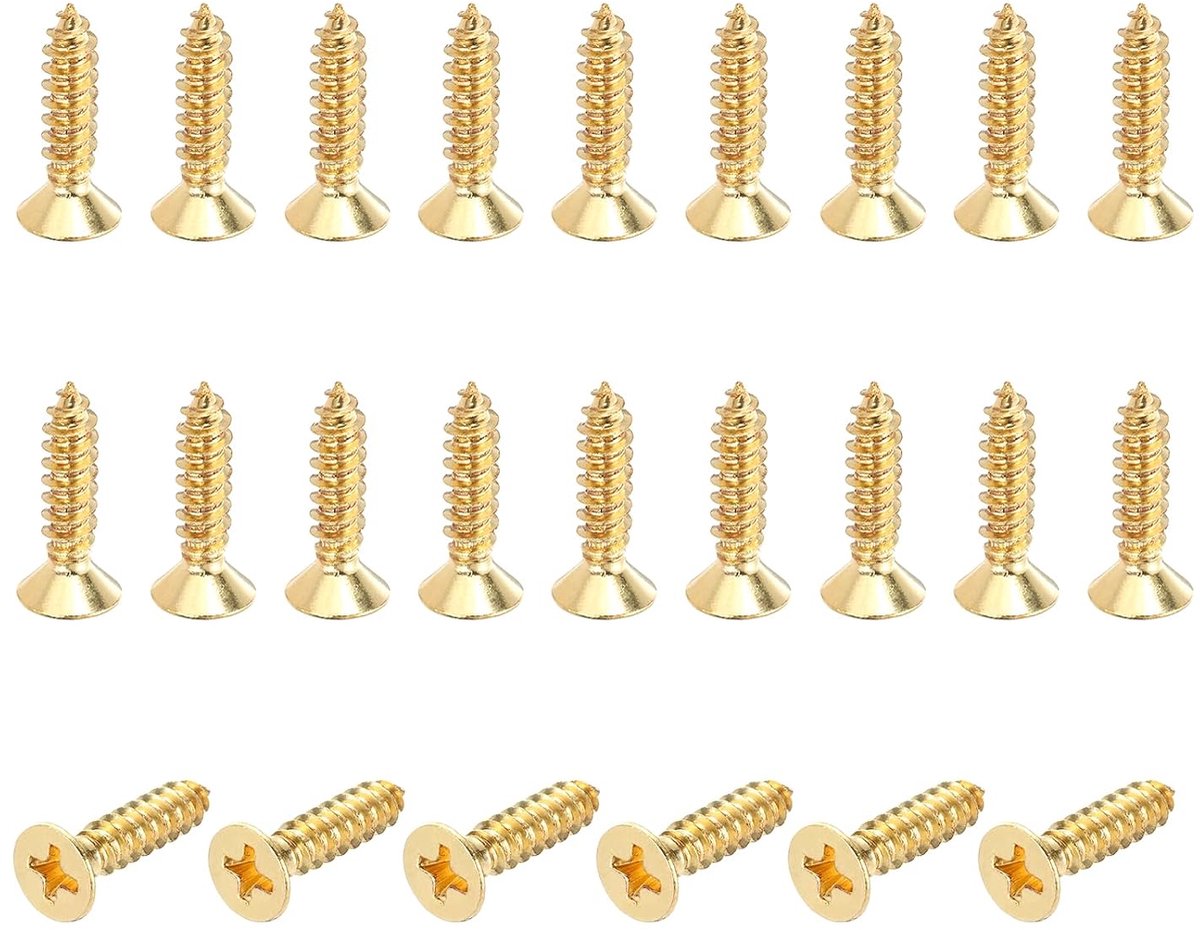 24 stuks messing schroeven, M5 x 20 mm, vaste kruiskop, verzonken kop, houtschroeven, bevestigingselementen voor meubelbouw, meubelreparatie, fotolijst, droogbouw, huishoudelijke apparaten