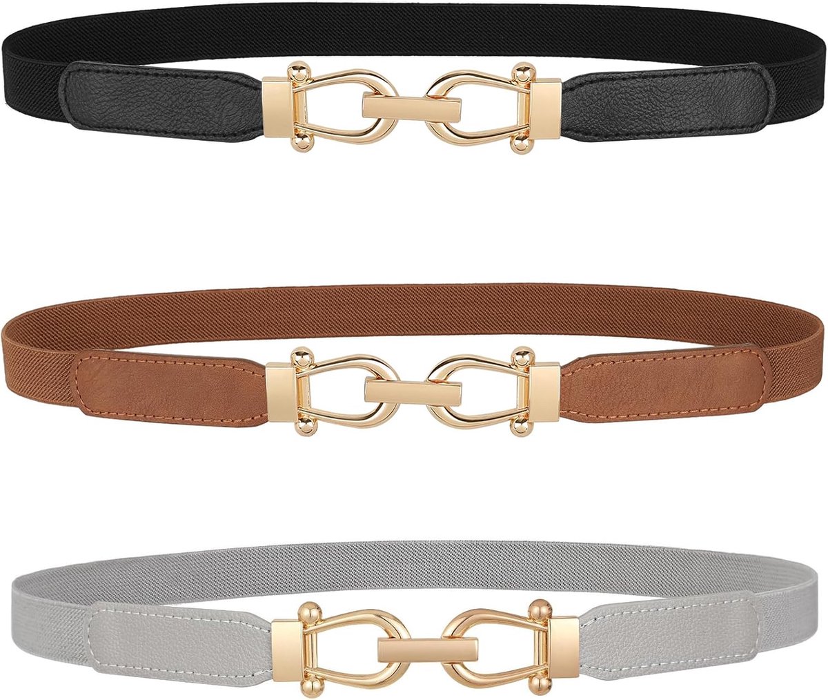Dunne metalen riem voor dames, elastische metalen kettingriem voor jurk