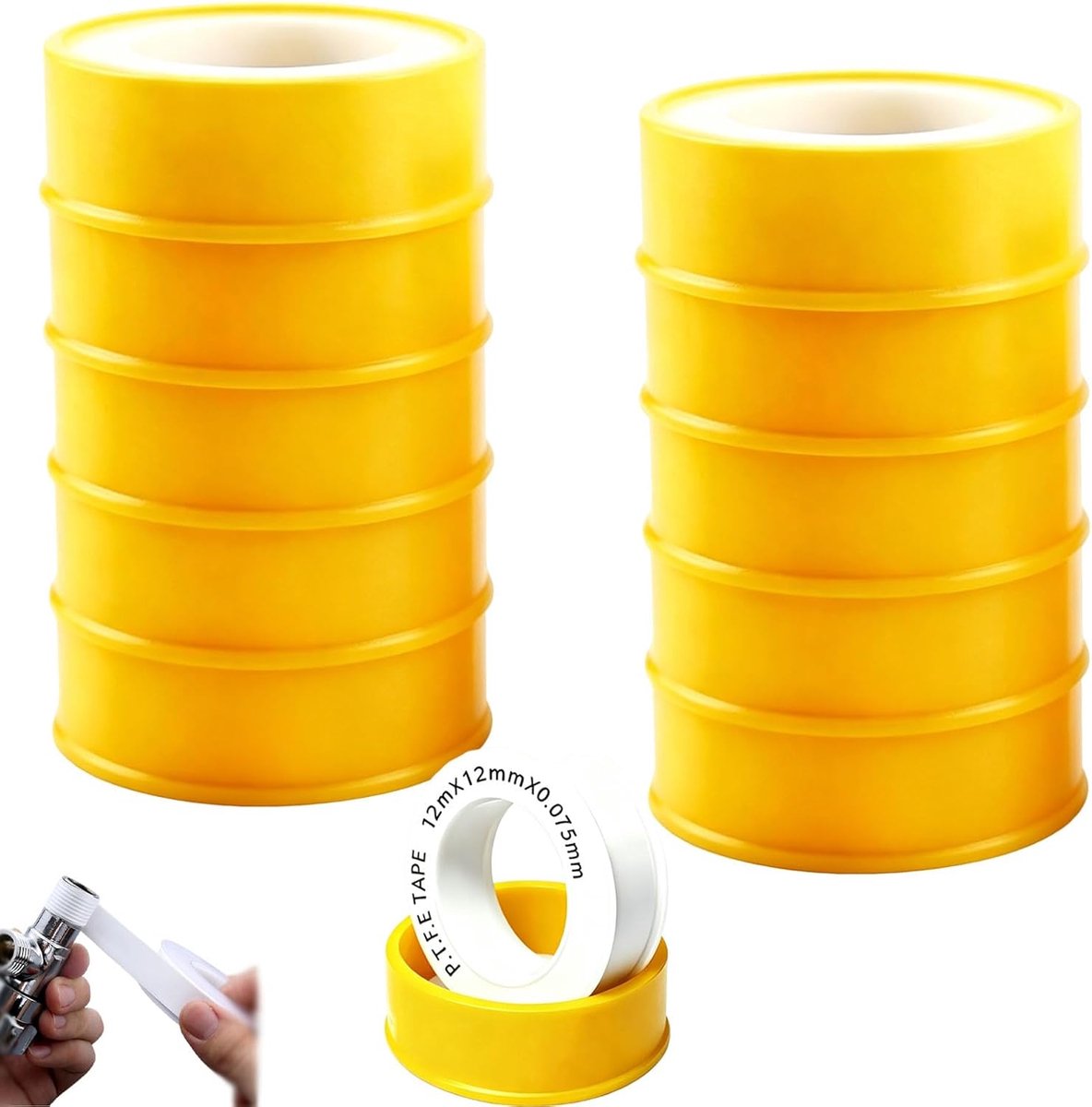 PTFE Afdichtingstape 12 mm x 12 m - Wit - Voor water- en gasleidingen - Ideaal voor sanitaire reparaties - SnelShoppen