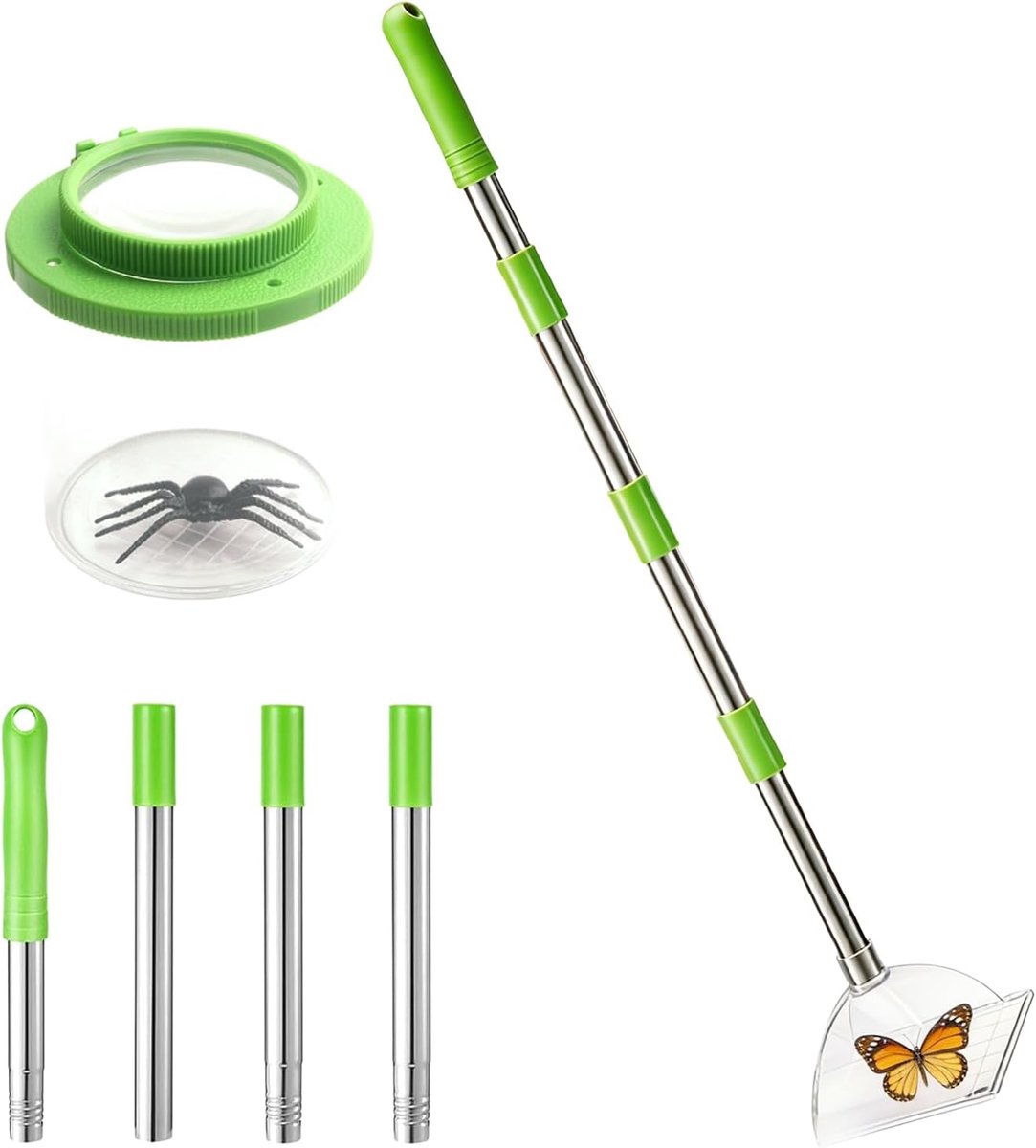 spinnenvanger met lange handgreep 80 cm - contactloze insectenvanger - duurzaam acryl - veilig vangen en vrijlaten - SnelShoppen