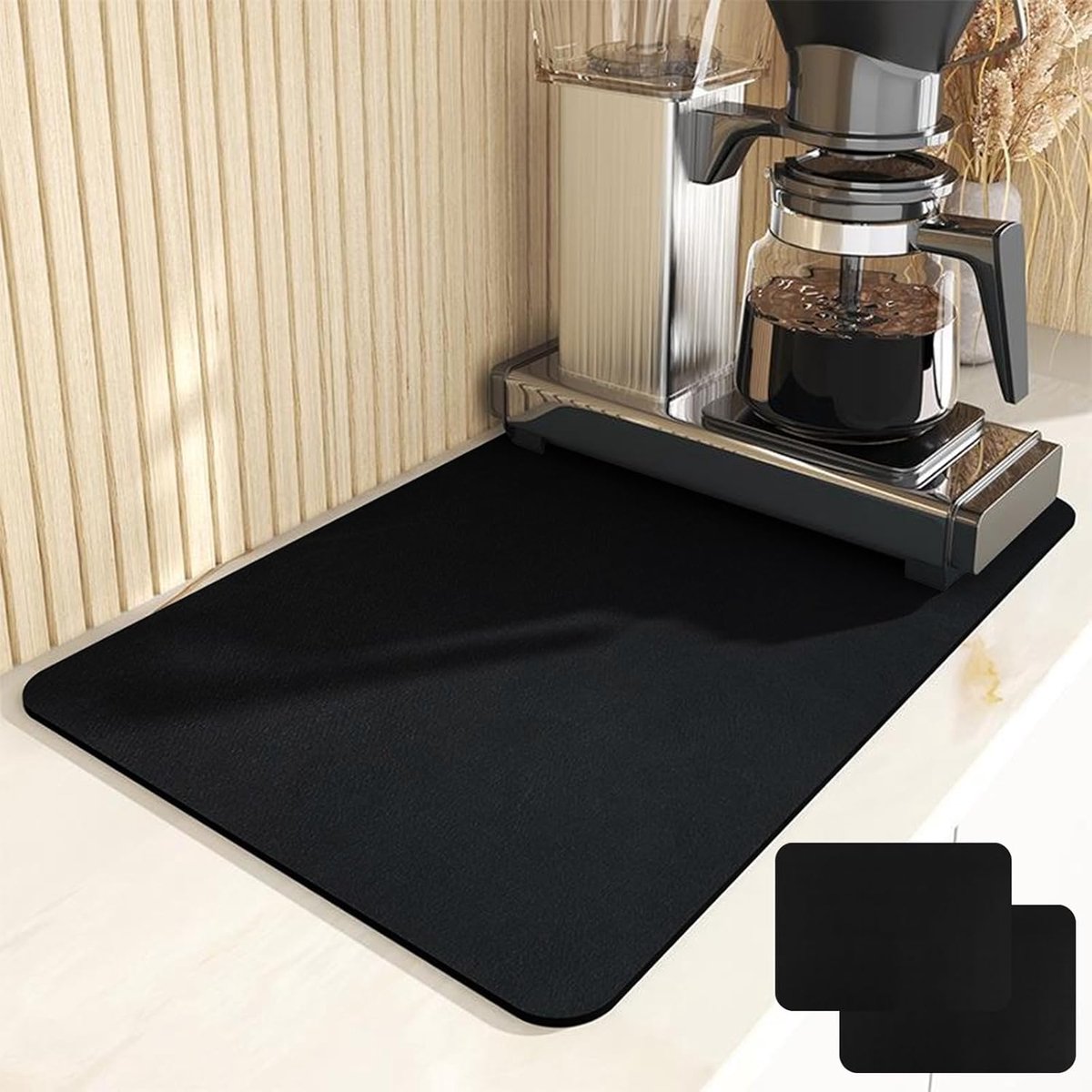 Drainerende Mat 60 x 50 cm - 2 Stuks - Zwarte/Grijze Kleur - Snelle Droogtijd voor Keuken - SnelShoppen