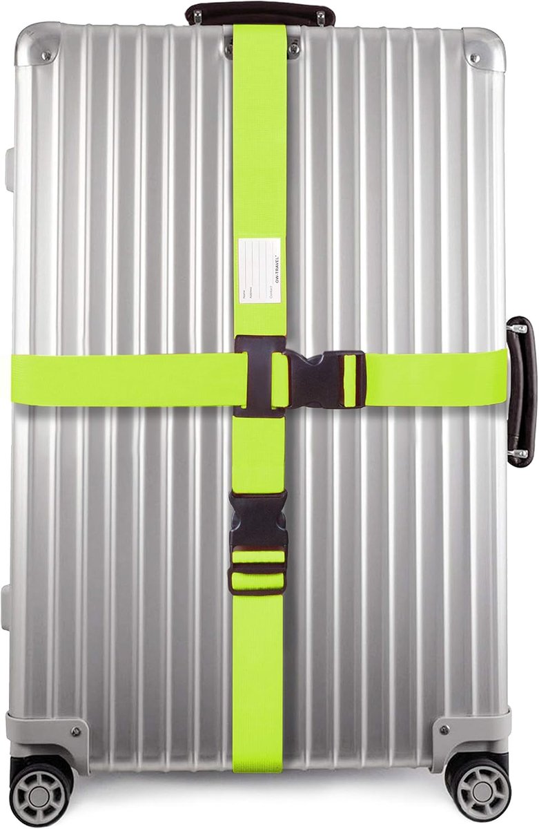 Kruis Kofferriem voor Koffers, Kofferband Bagageriem Groen 1 St. | Kruisriem met ID-vakje, goed zichtbare cross luggage strap voor reiskoffer, kofferbagage, reizen, vakantie en vliegveld