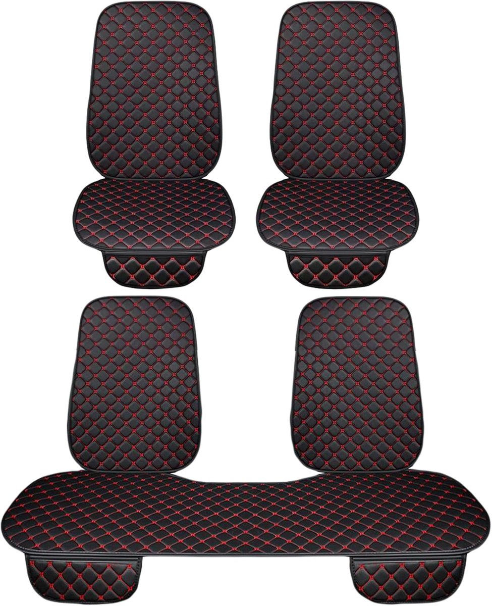 Accessori Lupex Autostoelhoes, 3 stuks, universeel, stoelbescherming 2 voor en 1 achter, Protector Comfort Automotive binnenkussen (pvc, zwart/rood, 7 stuks)
