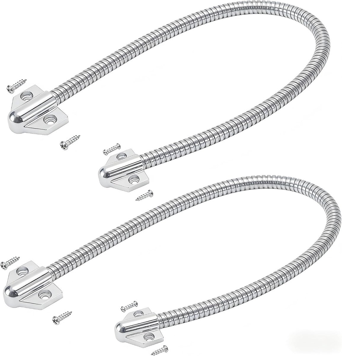 2 x deurlus, flexibele afgeschermde draadbescherming met legeringsuiteinden voor kabelbeschermingskabel voor vrijliggende insteekmontage, 40,6 cm lang, 1,1 cm diameter