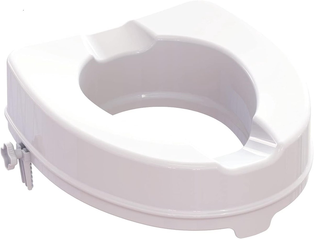 Toiletverhoging model Ibiza, comfortabele anatomische vorm, snelle en gereedschapsvrije bevestiging, eenvoudig onderhoud en desinfectie, verbetert de veiligheid van het toilet, hoogte 10 cm