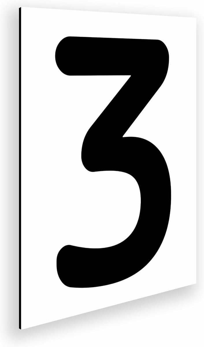 Huisnummerbord voor buiten, aluminium, 18 x 25 cm, voor bedrijfsdeur, schepen, woningen en ruimtes, grote zwarte cijfers (nummer 3)