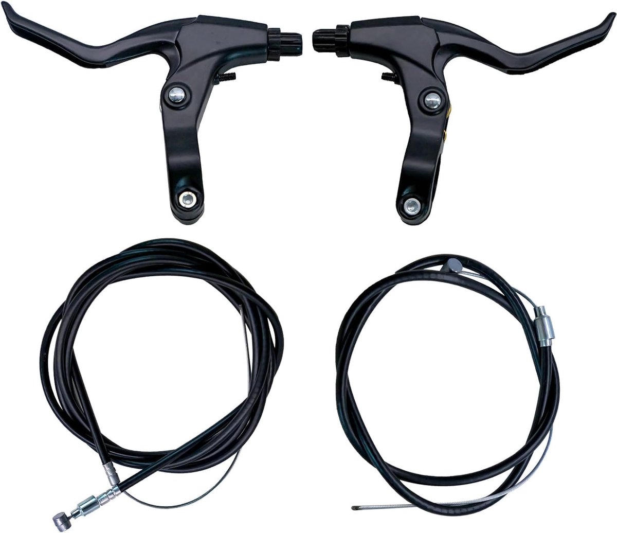 & Wvo 2 stuks remhendel fietsset met remkabel, bowdenkabel voor V-rem en mechanische schijfrem, fietsremmen handvat aluminium