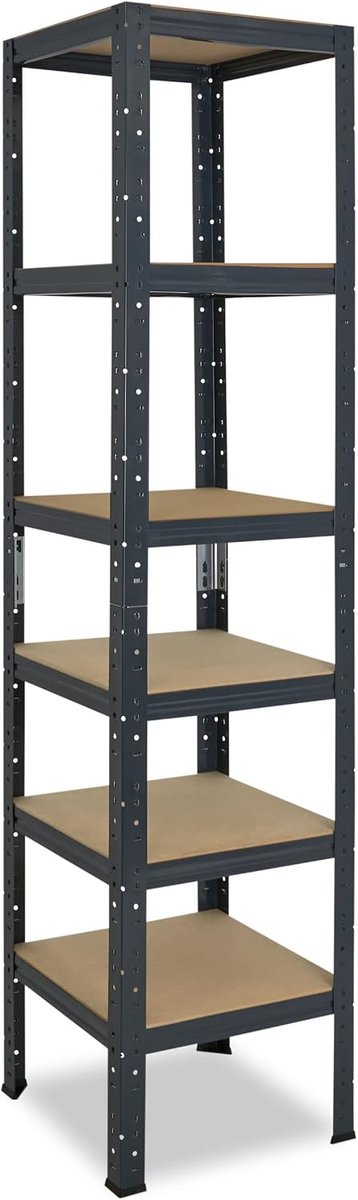 Shelfplaza Home 200x60x60cm metalen stellingkast antraciet: 6x145kg | stellingen Berging stelling Garagekast Metalen opslagstelling Opbergstelling Zware stelling Opslagrek Garage stelling