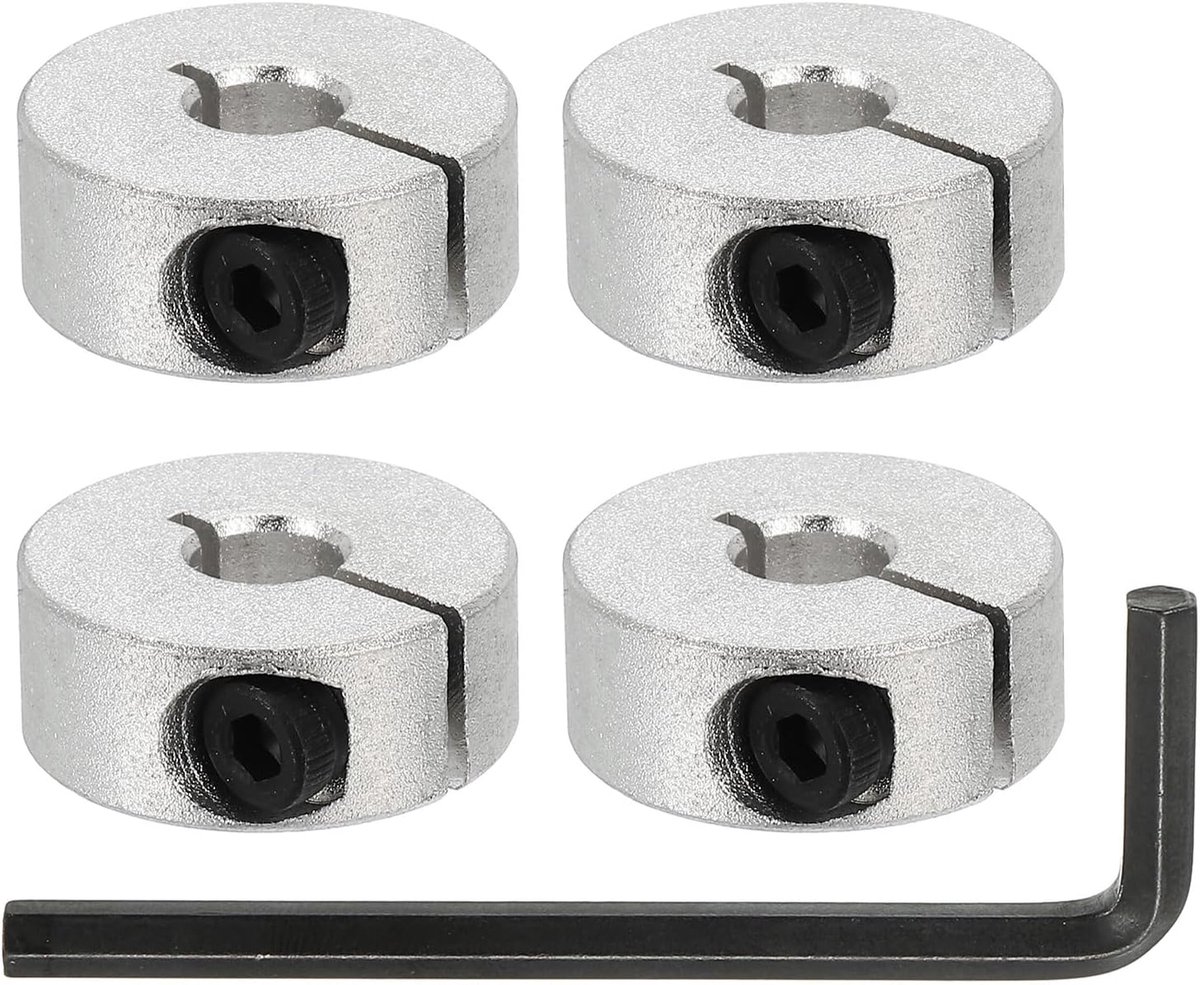 Enkele gespleten as ketting 6 mm binnendiameter, 20 mm buitendiameter, 8 mm dik, van aluminiumlegering, voor machine-industrie (zilver, set van 4)