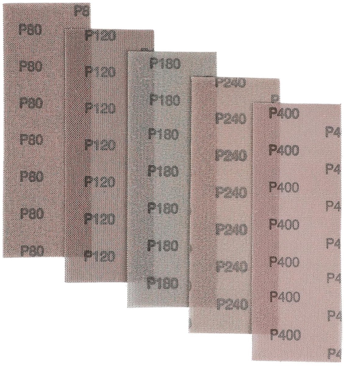 30 stuks schuurstrips 80 x 230 mm, schuurbladen voor stofvrij schuren van hout, plamuur, lak, kunststof (korrelgrootte: 6 x P80 + 6 x P120 + 6 x P180 + 6 x P240 + 6 x P400)