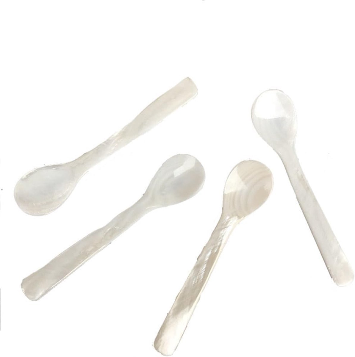 Lepels, natuurlijke schelplepel, handgemaakte kaviaarlepel, parelmoer, eierlepel, parelmoer, koffielepel, jamlepel, mediterrane stijl, roerlepel, 12 cm, wit