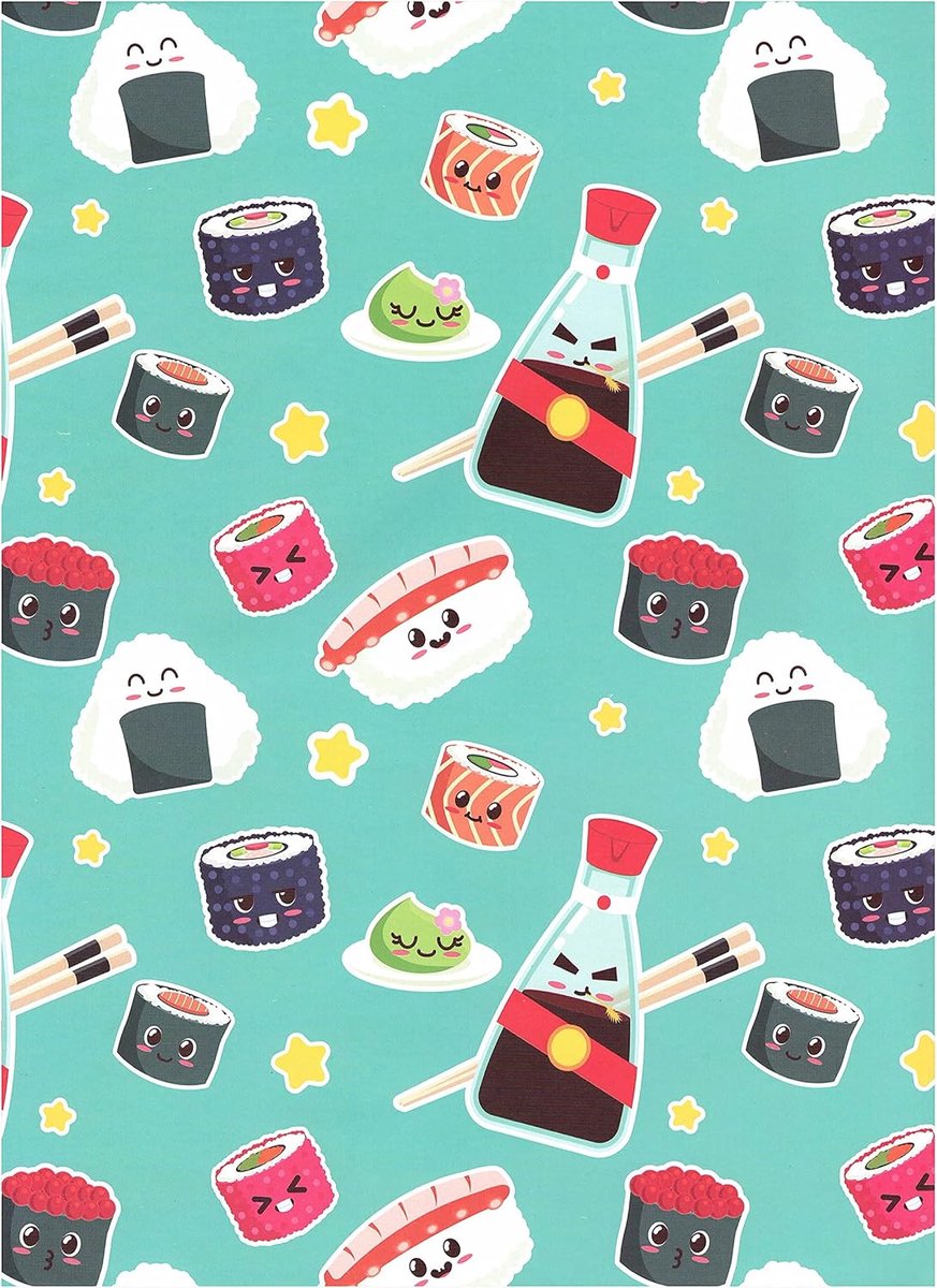 3 vellen inpakpapier 90 x 65 cm Funny sushi (18-8975)