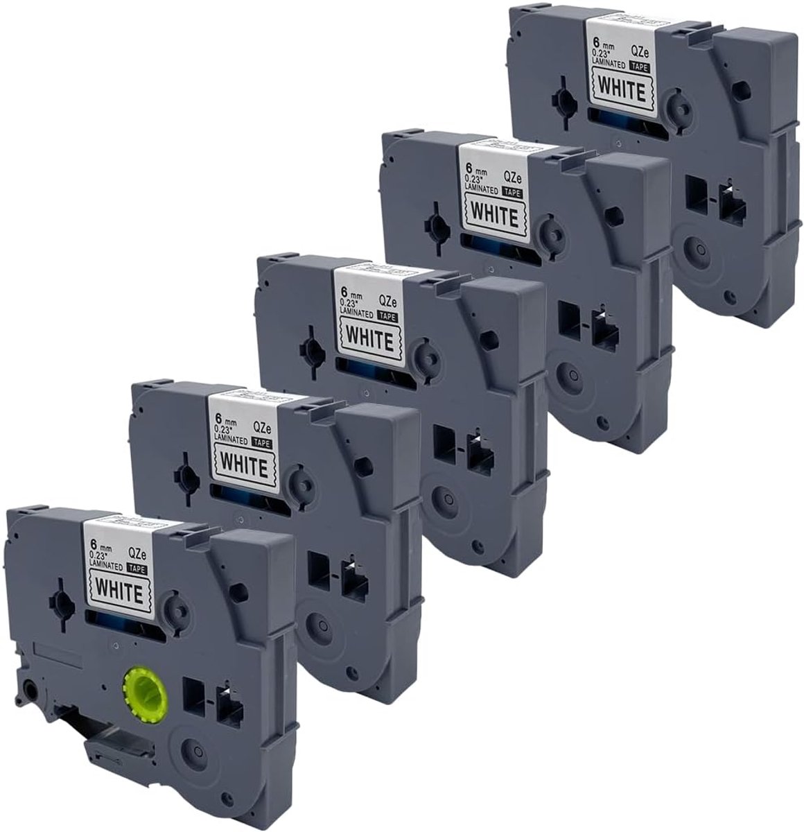 Label tape 6mm - zwart op wit - 5 stuks - geschikt voor Brother P-Touch - DULA kwaliteit - SnelShoppen