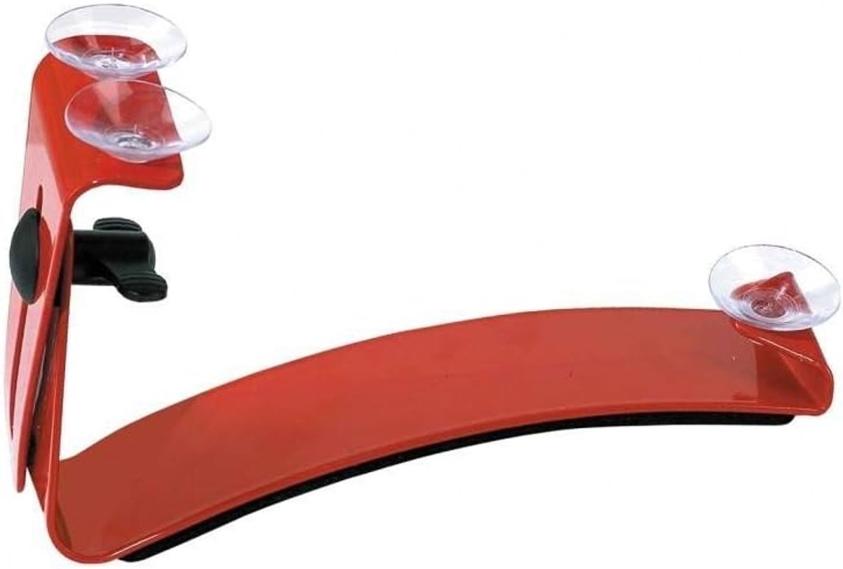 Gitaarsteun Professional - Kindermodel - Hoogte en hellingshoek verstelbaar - Metalen constructie rood - Gewatteerde beensteun - voor gitaren tot 86 mm zijkantbreedte
