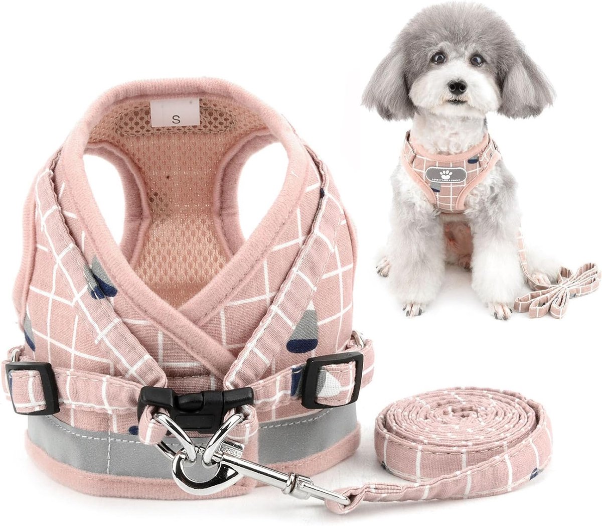 Hondentuigje S - gaasdoek - reflecterend - veilig voor puppy's en kleine honden - SnelShoppen
