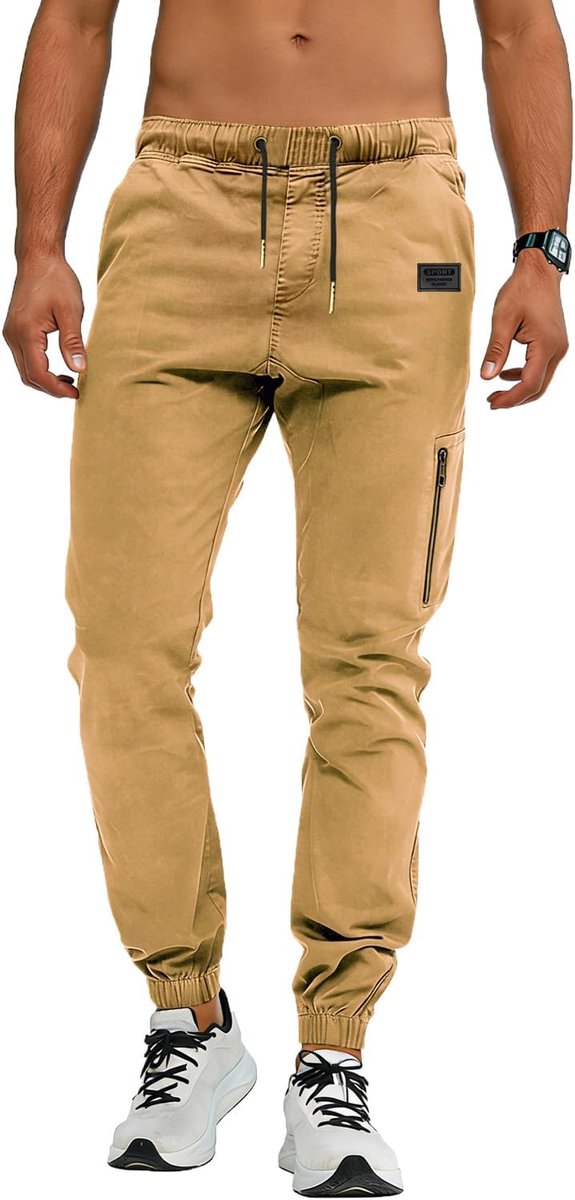 Cargobroek voor heren, joggingbroek, katoen, werkbroek met zakken, lounge sweatpants