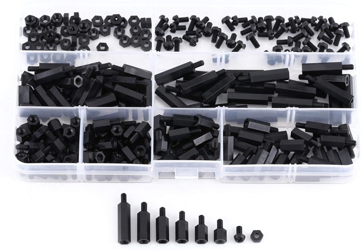 250 STKS Nylon SpacerStandoff Man Vrouw Hex Kit Hex Column Schroefdraad Assortiment PCB(M2 Male-female Standoff)
