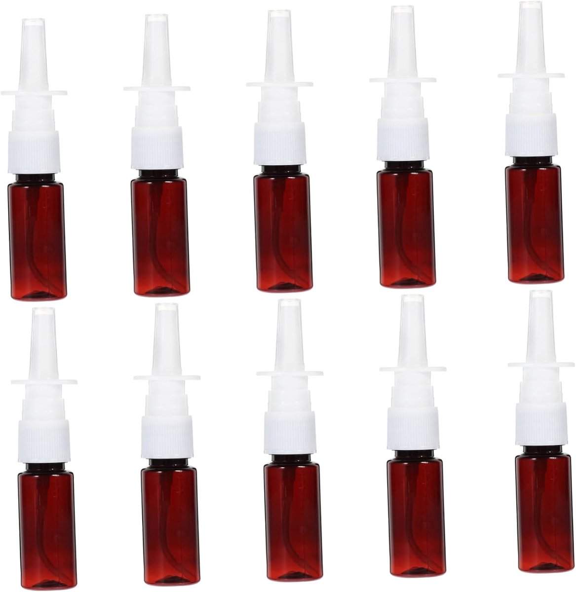 10 stuks 15 ml draagbare neussprayer navulbaar fijne nevel lege spuitflessen (Brown Pet + 18R directe injectie)